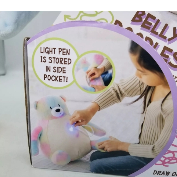 Belly Doodles Elephant Plush with LED Pen Light Blue Doodle Write On Belly Toy - Picture 2 of 6